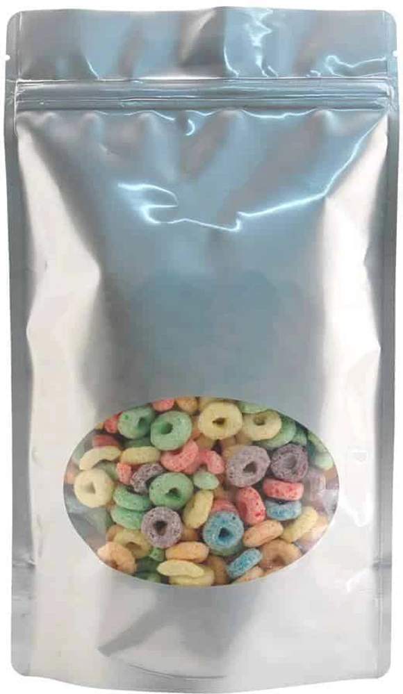 16 oz. Laminated Window Stand Up Zipper Pouch Bags - 6 3/4x11 1/2 + 4 SILVER - PET/LLDPE
