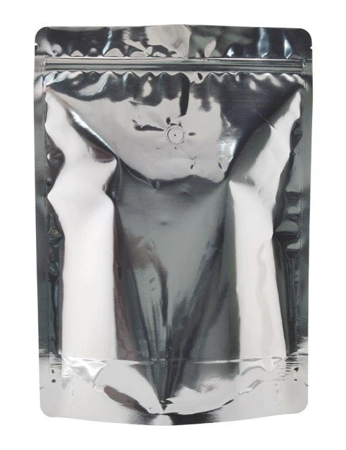 Silver 4 lb Metalized Stand Up Pouch with Valve