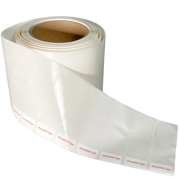 Resealable Tape Strips on a Roll for Stand Up Pouches