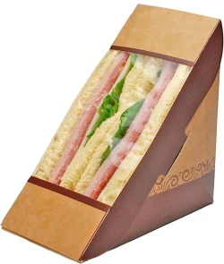 6.85" x 2.85" x 4.75" #ReadyFresh Compostable Kraft Sandwich Box with Window