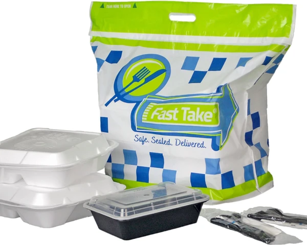 Fast Take Printed Tamper Evident Carry Out Bag