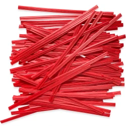 4" Red Plastic Twist Ties - 1000/Pack