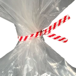 4" Red/White Striped Paper Twist Ties