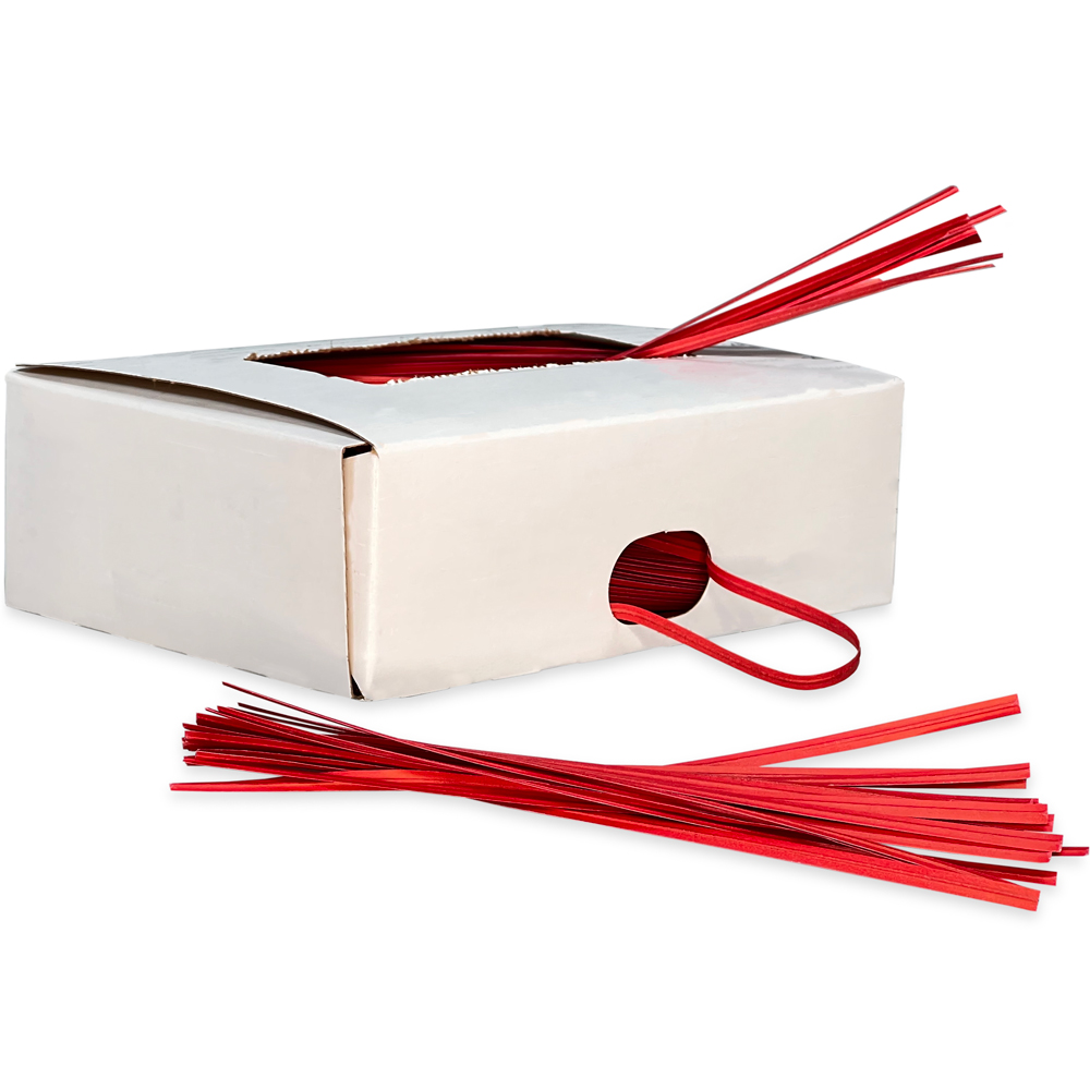 6 Red Paper Twist Ties