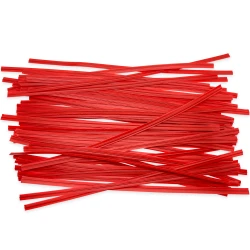 6" Red Plastic Twist Ties - 1000/Pack