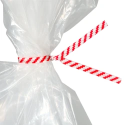 6" Red and White Striped Paper Twist Ties