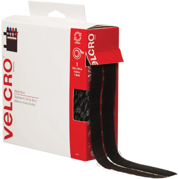 3/4 x 15' Black Velcro Strips - Combo