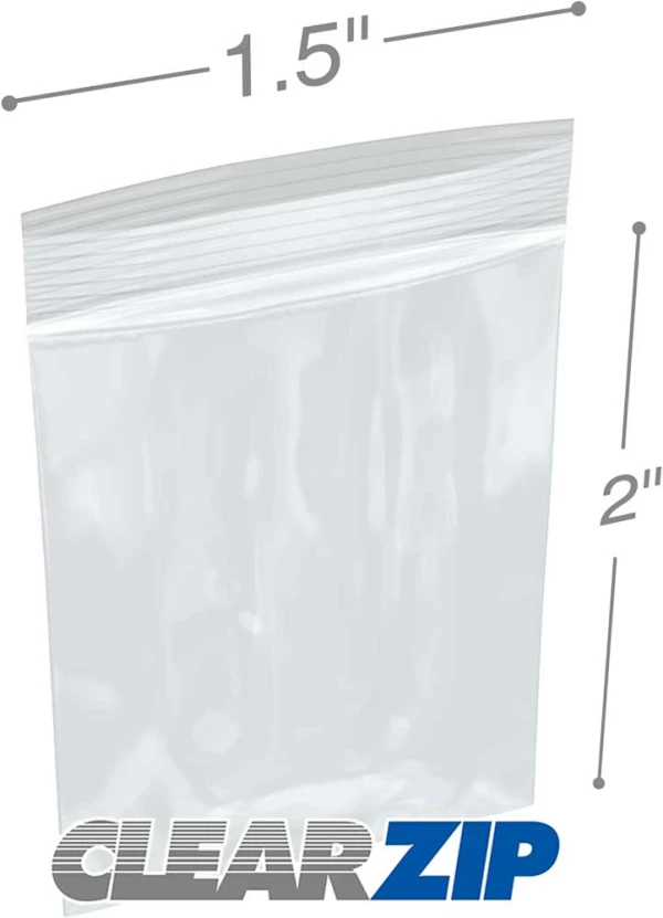 1.5 x 2 Clearzip Locking Top Bags 2 Mil