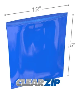 12" x 15" 2 Mil Blue Zip Bags