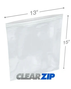13" x 15" Zip Locking Bags 2 Mil - Clearzip