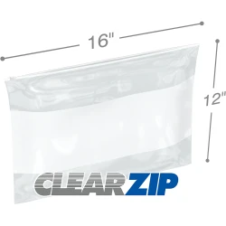16" x 12" 3 Mil White Block Sliding Zipper Bags
