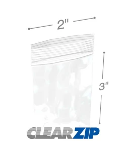 2" x 3" 2 Mil White Zip Bags