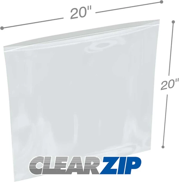 20 x 20 Clearzip Locking Top Bags 4 Mil