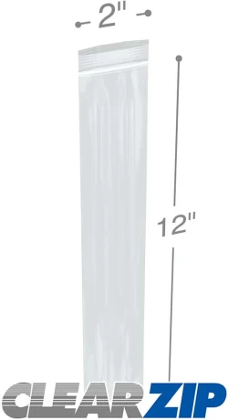 2" x 12" Zip Locking Bags 2 Mil - Clearzip