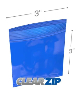 3" x 3" 2 Mil Blue Zip Bags