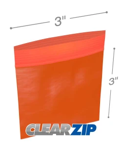 3" x 3" 2 Mil Red Zip Bags