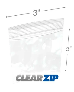 3" x 3" 2 Mil White Zip Bags