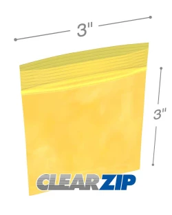 3" x 3" 2 Mil Yellow Zip Bags