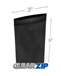 3" x 5" 2 Mil Black Zip Bags