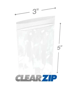 3" x 5" 2 Mil White Zip Bags