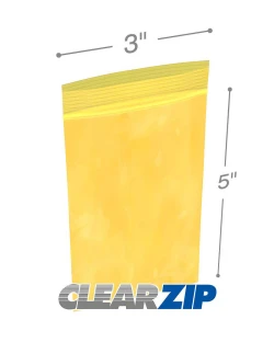 3" x 5" 2 Mil Yellow Zip Bags