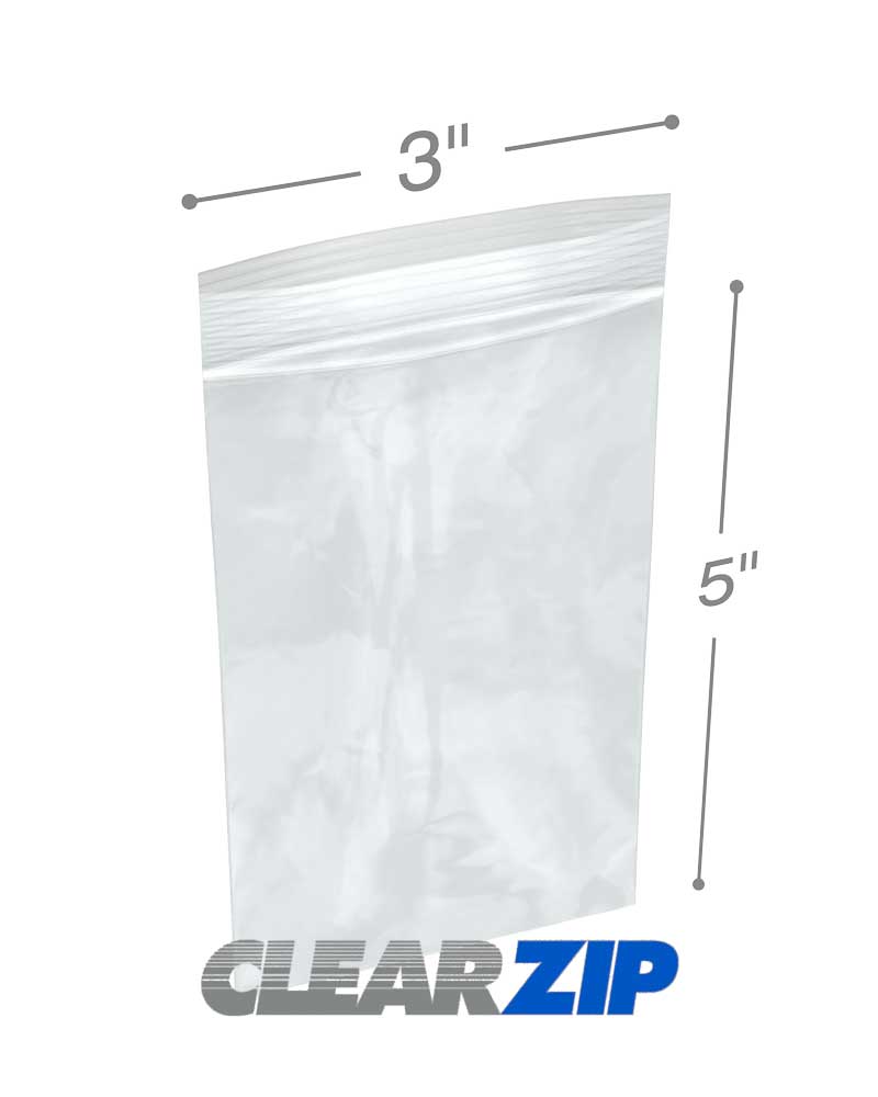  Amiff Clear Plastic Reclosable Zipper Bags, 3 x 5