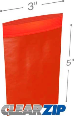 3" x 5" 2 Mil Red Zip Bags