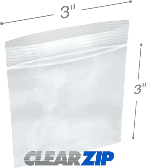 3 x 3, Clear 2 Mil Reclosable Bags with Recycle Logo