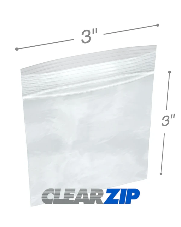 3 x 3 Clearzip Locking Top Bags 4 Mil