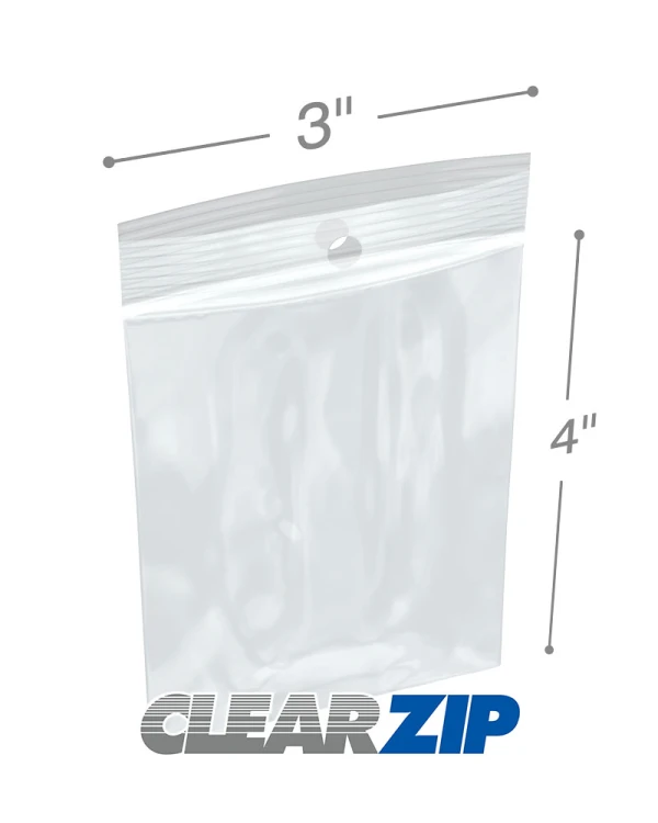 3x4 2mil Zipper Locking with Hang Hole