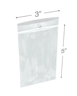 3" x 5" Hang Hole Clearzip® LockingTop Bags 4 Mil
