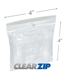 4" x 4" Hang Hole Clearzip® LockingTop Bags 4 Mil