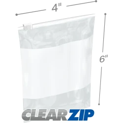 4" x 6" 3 Mil White Block Sliding Zipper Bags