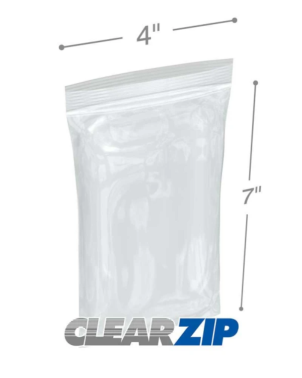 4 x 7 Clearzip Locking Top Bags 2 Mil