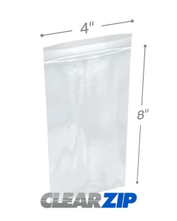 4" x 8" Zip Locking Bags 2 Mil - Clearzip