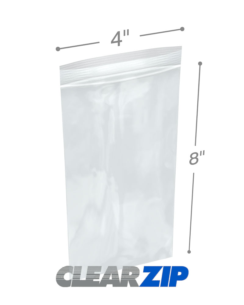 International Plastics CZ20408 4 x 8 in. ClearZip Lock Bags; 0.002 Gauge - Case of 1000