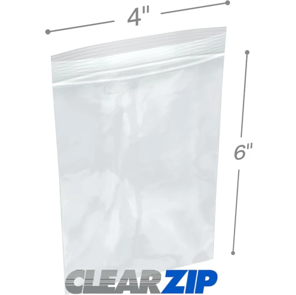 4 x 6 2 Mil Clearzip Lock Top Bags
