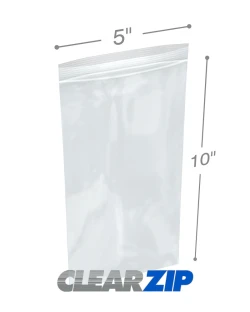 5" x 10" Zip Locking Bags 2 Mil - Clearzip