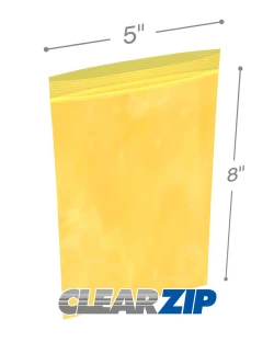 5" x 8" 2 Mil Yellow Zip Bags