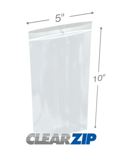 5" x 10" 2 Mil Clearzip Lock Top Hang Hole Bags