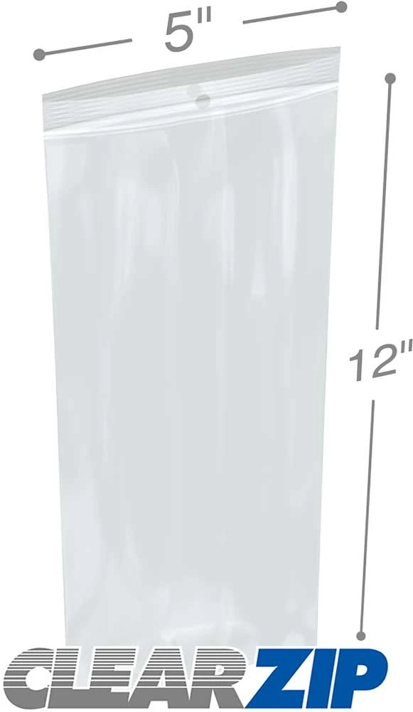 5x12 2mil Zipper Locking with Hang Hole
