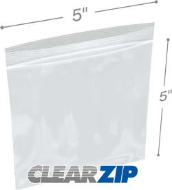 5" x 5" Zip Locking Bags 2 Mil - Clearzip