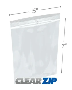 5" x 7" 2 Mil Clearzip Lock Top Hang Hole Bags