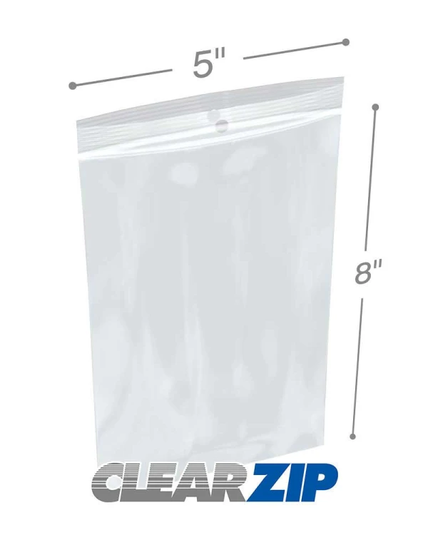 5x8 2mil Zipper Locking with Hang Hole