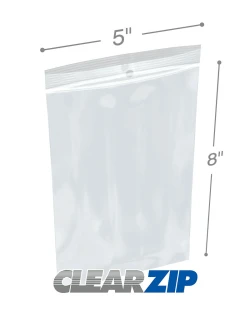 5" x 8" Hang Hole Clearzip® LockingTop Bags 4 Mil
