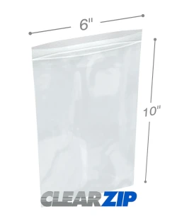 6" x 10" Zip Locking Bags 2 Mil - Clearzip