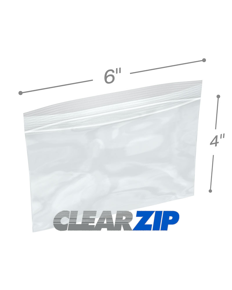 4 x 6 x 2 Mil Snack Size Clear Landfill-Degradable Plastic Ziplock Bags  (Pack of 100)