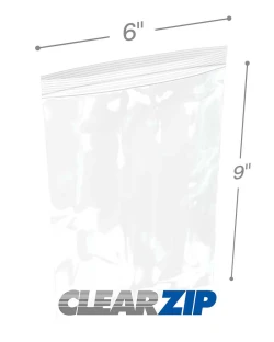 6" x 9" 2 Mil White Zip Bags