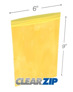 6" x 9" 2 Mil Yellow Zip Bags