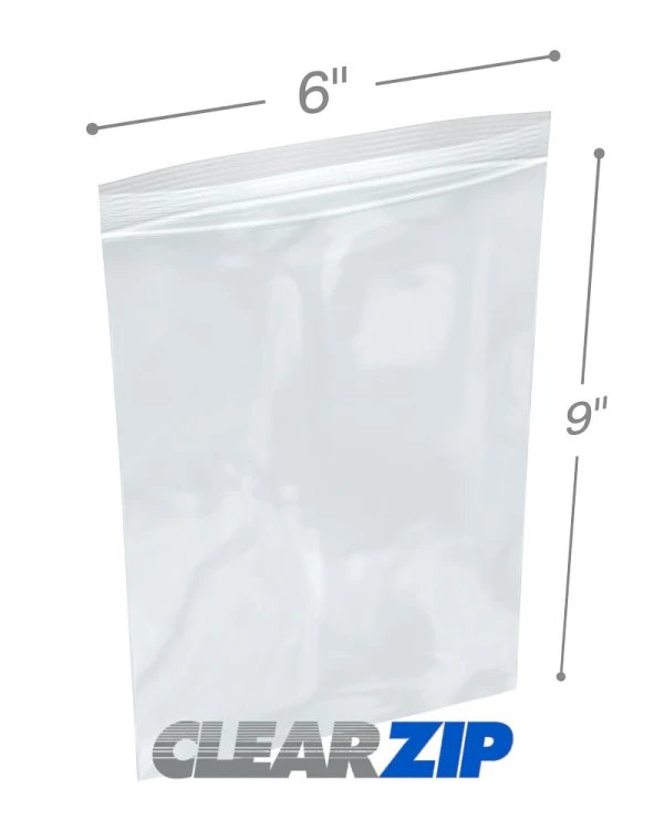 6x9 1.25 mil clear zip reclosable bags